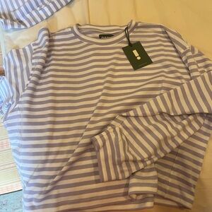 Striped Lavender and White Long Sleeve Shirt